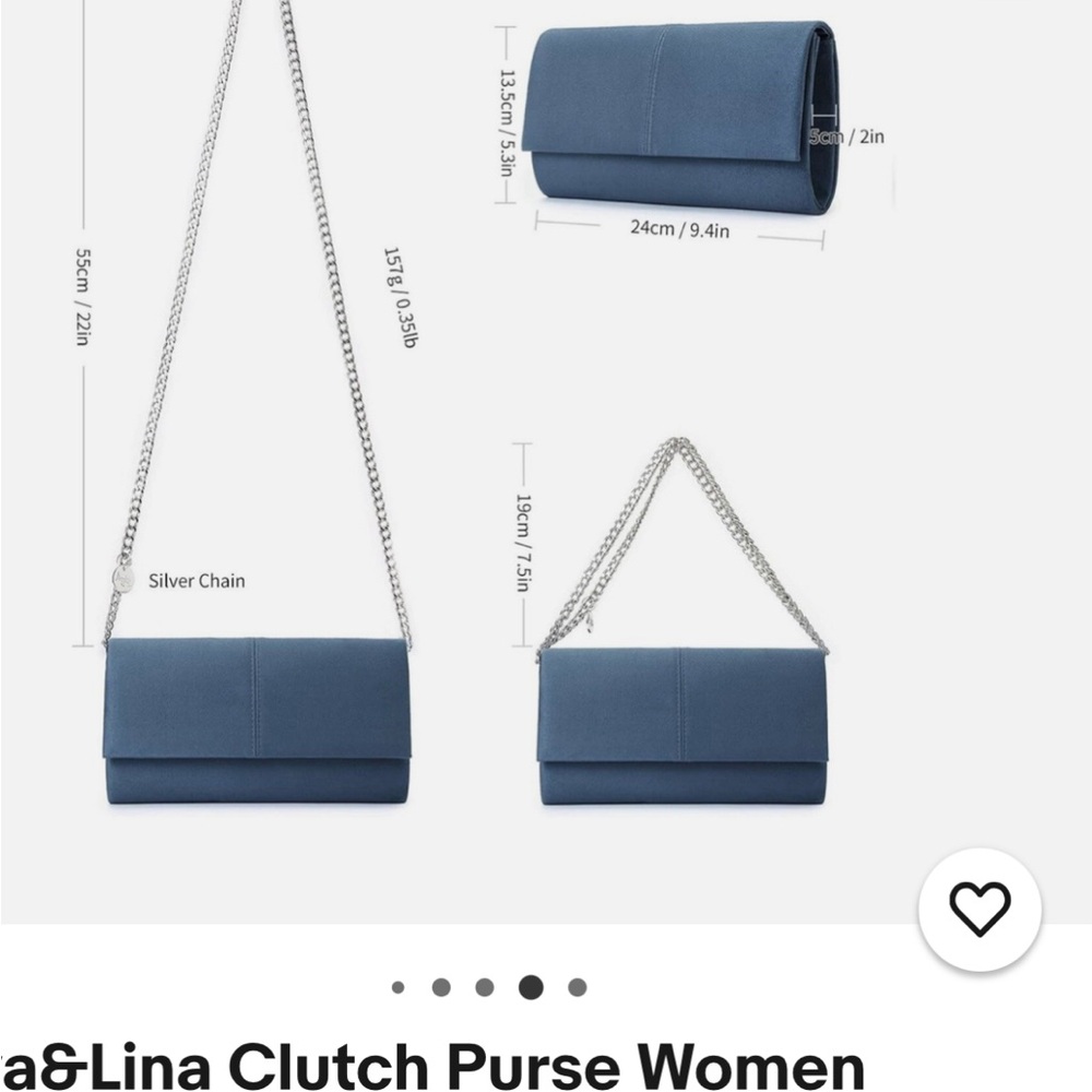 Elegant Blue Clutch Purse with Silver Chain